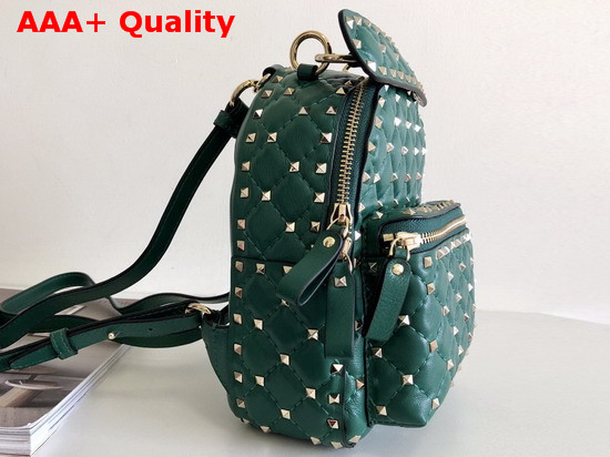 Valentino Garavani Mini Rockstud Spike Backpack in Green Supple Lambskin Leather Replica