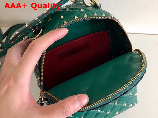 Valentino Garavani Mini Rockstud Spike Backpack in Green Supple Lambskin Leather Replica