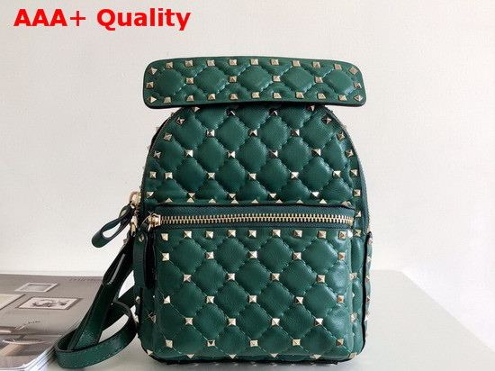 Valentino Garavani Mini Rockstud Spike Backpack in Green Supple Lambskin Leather Replica