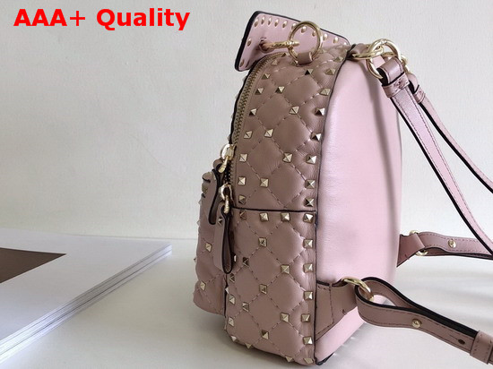 Valentino Garavani Mini Rockstud Spike Backpack in Pink Supple Lambskin Leather Replica