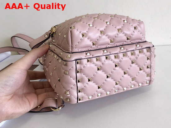 Valentino Garavani Mini Rockstud Spike Backpack in Pink Supple Lambskin Leather Replica