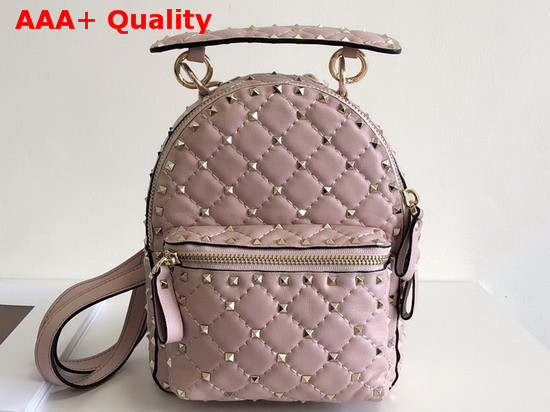 Valentino Garavani Mini Rockstud Spike Backpack in Pink Supple Lambskin Leather Replica