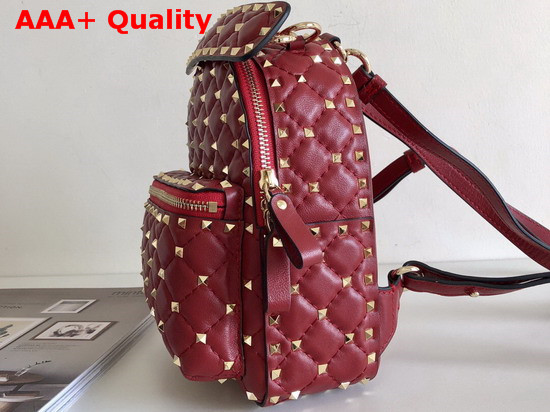 Valentino Garavani Mini Rockstud Spike Backpack in Red Supple Lambskin Leather Replica