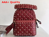 Valentino Garavani Mini Rockstud Spike Backpack in Red Supple Lambskin Leather Replica