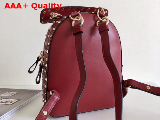 Valentino Garavani Mini Rockstud Spike Backpack in Red Supple Lambskin Leather Replica