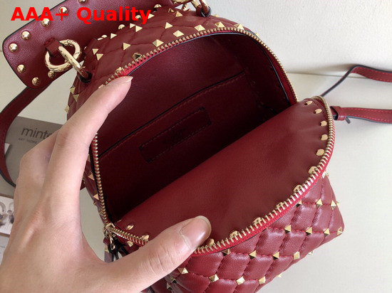 Valentino Garavani Mini Rockstud Spike Backpack in Red Supple Lambskin Leather Replica