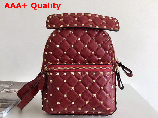 Valentino Garavani Mini Rockstud Spike Backpack in Red Supple Lambskin Leather Replica