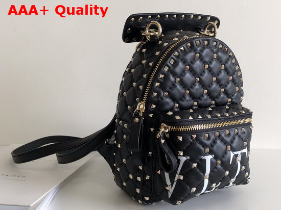 Valentino Garavani Mini VLTN Rockstud Spike It Backpack in Black Supple Lambskin Leather Replica