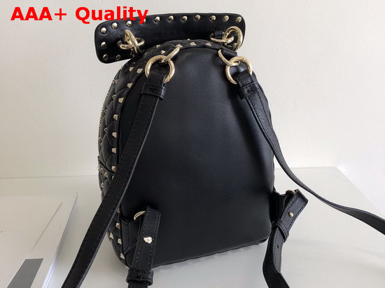 Valentino Garavani Mini VLTN Rockstud Spike It Backpack in Black Supple Lambskin Leather Replica