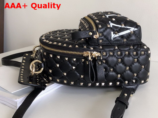 Valentino Garavani Mini VLTN Rockstud Spike It Backpack in Black Supple Lambskin Leather Replica