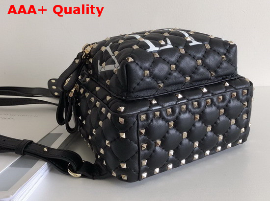 Valentino Garavani Mini VLTN Rockstud Spike It Backpack in Black Supple Lambskin Leather Replica