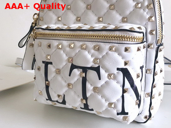 Valentino Garavani Mini VLTN Rockstud Spike It Backpack in White Supple Lambskin Leather Replica