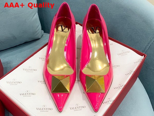 Valentino Garavani One Stud Patent Leather Pump in Bright Pink 40mm Heel Replica