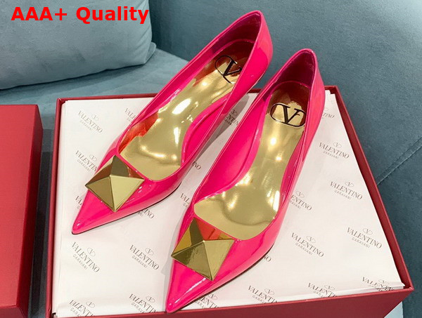 Valentino Garavani One Stud Patent Leather Pump in Bright Pink 40mm Heel Replica