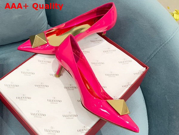 Valentino Garavani One Stud Patent Leather Pump in Bright Pink 40mm Heel Replica