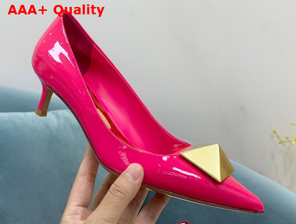 Valentino Garavani One Stud Patent Leather Pump in Bright Pink 40mm Heel Replica