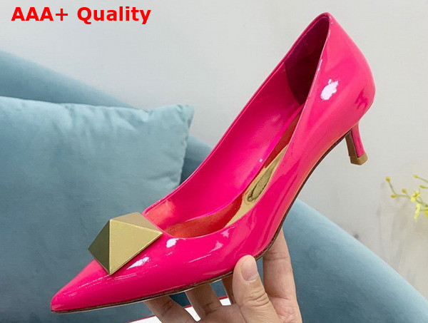 Valentino Garavani One Stud Patent Leather Pump in Bright Pink 40mm Heel Replica