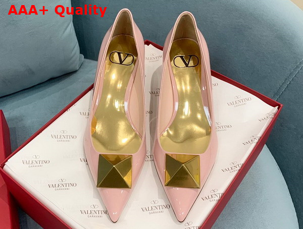 Valentino Garavani One Stud Patent Leather Pump in Light Pink 40mm Heel Replica