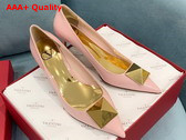 Valentino Garavani One Stud Patent Leather Pump in Light Pink 40mm Heel Replica