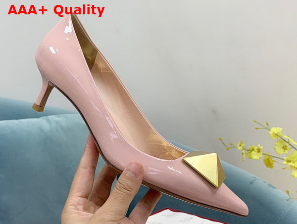 Valentino Garavani One Stud Patent Leather Pump in Light Pink 40mm Heel Replica