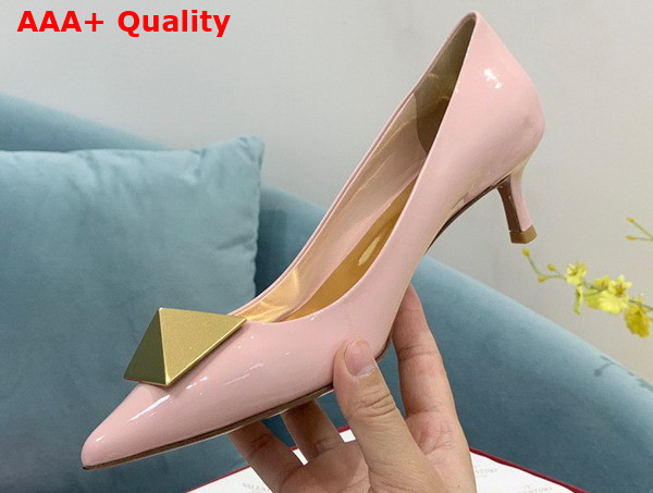 Valentino Garavani One Stud Patent Leather Pump in Light Pink 40mm Heel Replica