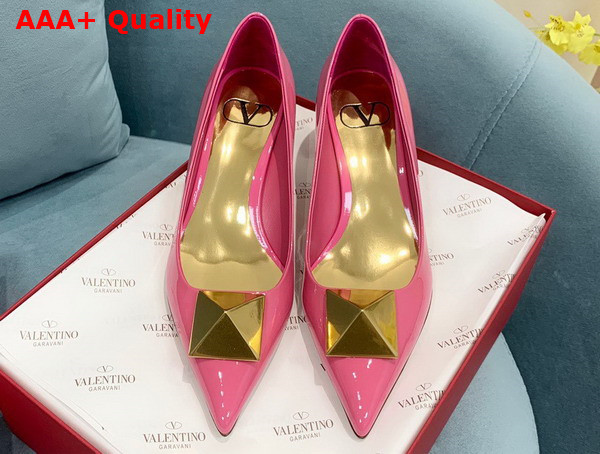 Valentino Garavani One Stud Patent Leather Pump in Pink 40mm Heel Replica