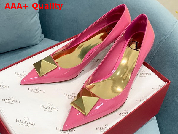 Valentino Garavani One Stud Patent Leather Pump in Pink 40mm Heel Replica