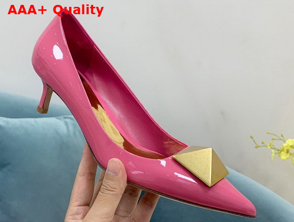 Valentino Garavani One Stud Patent Leather Pump in Pink 40mm Heel Replica