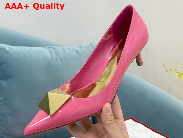 Valentino Garavani One Stud Patent Leather Pump in Pink 40mm Heel Replica