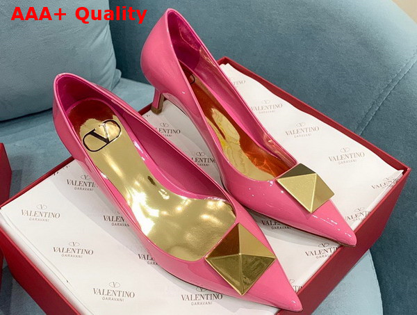 Valentino Garavani One Stud Patent Leather Pump in Pink 40mm Heel Replica