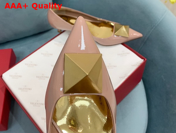 Valentino Garavani One Stud Patent Leather Pump in Rose Cannelle 40mm Heel Replica