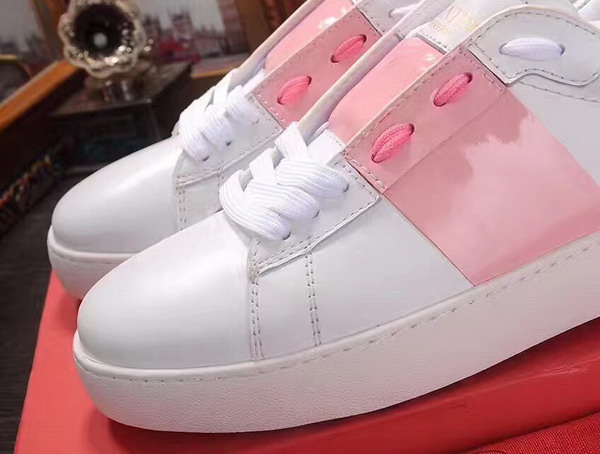 Valentino Garavani Open Sneaker in White Calfskin Leather with Pink Contrast Color Band For Sale