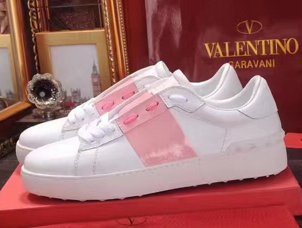 Valentino Garavani Open Sneaker in White Calfskin Leather with Pink Contrast Color Band For Sale