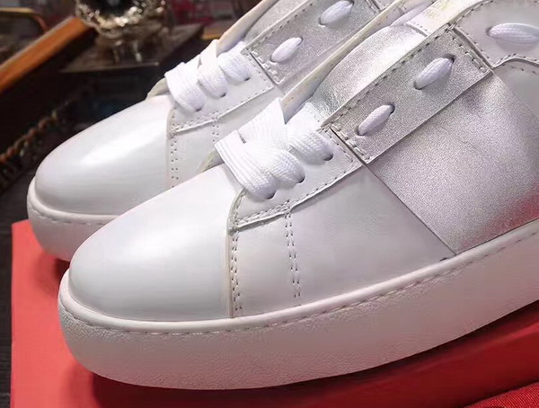 Valentino Garavani Open Sneaker in White Calfskin Leather with Silver Contrast Color Band For Sale