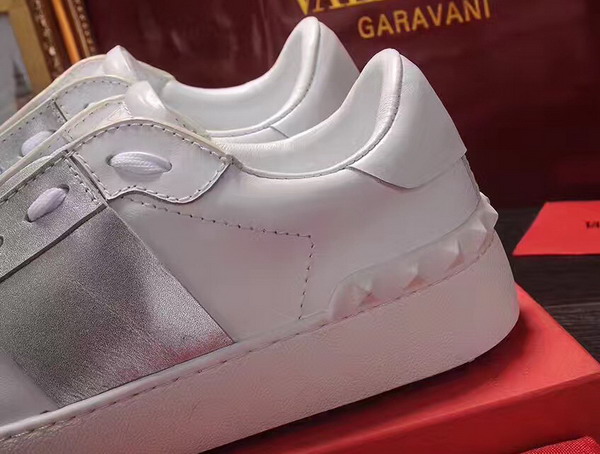 Valentino Garavani Open Sneaker in White Calfskin Leather with Silver Contrast Color Band For Sale