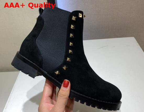 Valentino Garavani Rockstud Ankle Boot 20mm Black Suede Leather Replica