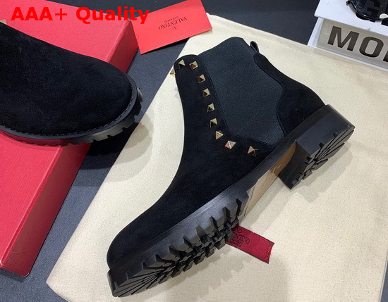 Valentino Garavani Rockstud Ankle Boot 20mm Black Suede Leather Replica