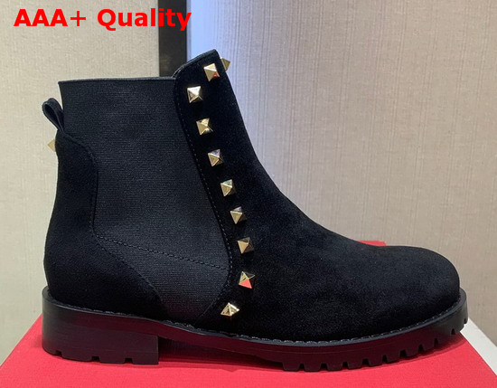 Valentino Garavani Rockstud Ankle Boot 20mm Black Suede Leather Replica