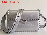 Valentino Garavani Rockstud Bag in Silver Elk Print Calfskin Leather Replica