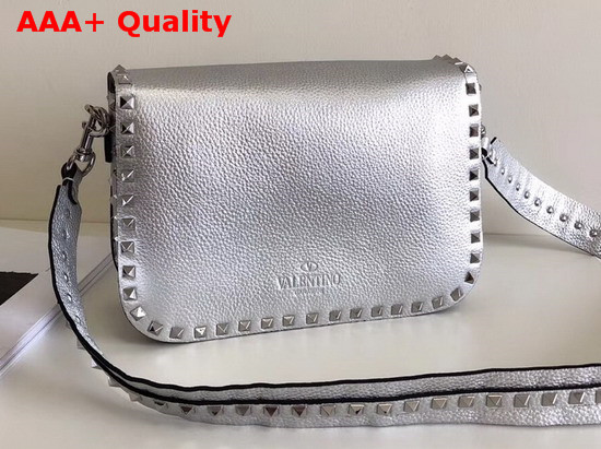 Valentino Garavani Rockstud Bag in Silver Elk Print Calfskin Leather Replica