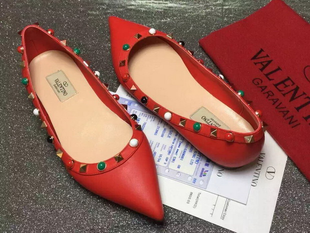 Valentino Garavani Rockstud Ballerina in Calfskin with Multicoloured Stones for Sale