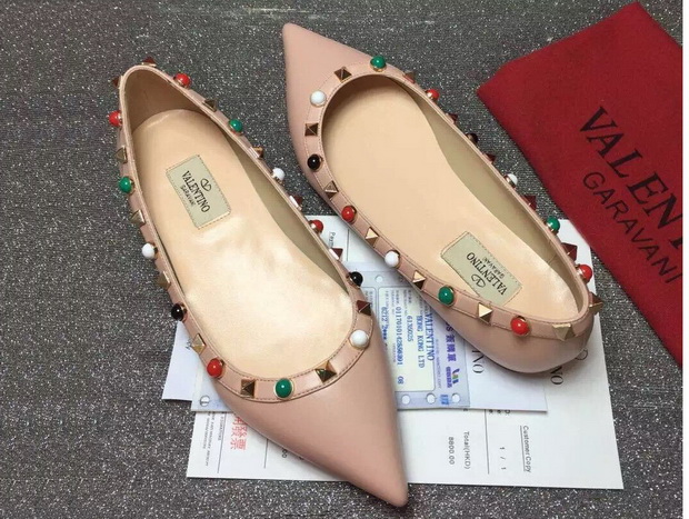 Valentino Garavani Rockstud Ballerina in Calfskin with Multicoloured Stones for Sale