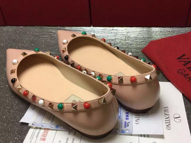 Valentino Garavani Rockstud Ballerina in Calfskin with Multicoloured Stones for Sale