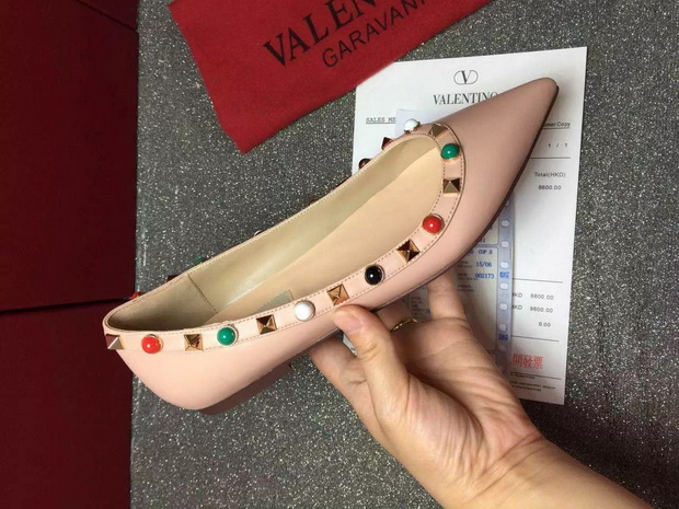 Valentino Garavani Rockstud Ballerina in Calfskin with Multicoloured Stones for Sale