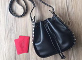 Valentino Garavani Rockstud Bucket Bag in Black Calfskin For Sale