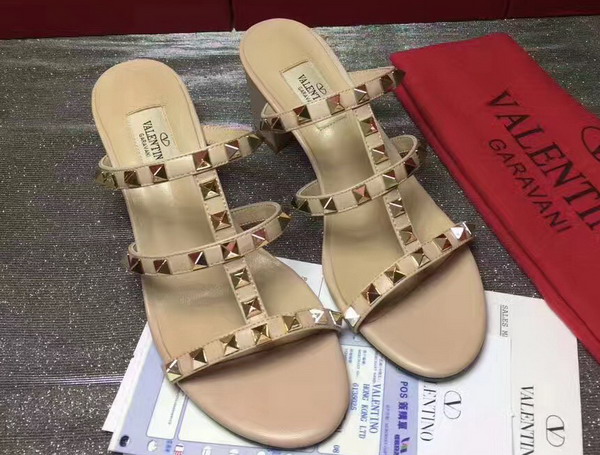 Valentino Garavani Rockstud Calfskin Sandal Beige For Sale