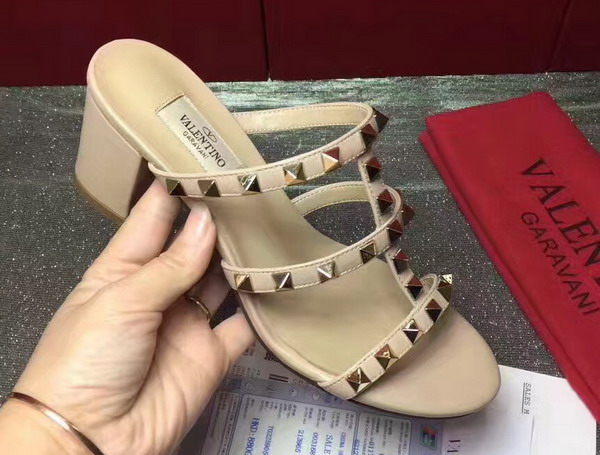 Valentino Garavani Rockstud Calfskin Sandal Beige For Sale