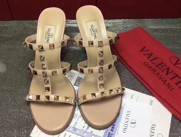 Valentino Garavani Rockstud Calfskin Sandal Beige For Sale