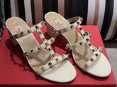 Valentino Garavani Rockstud Calfskin Sandal in Beige with Platinum Finish Studs Heel Height 60mm For Sale