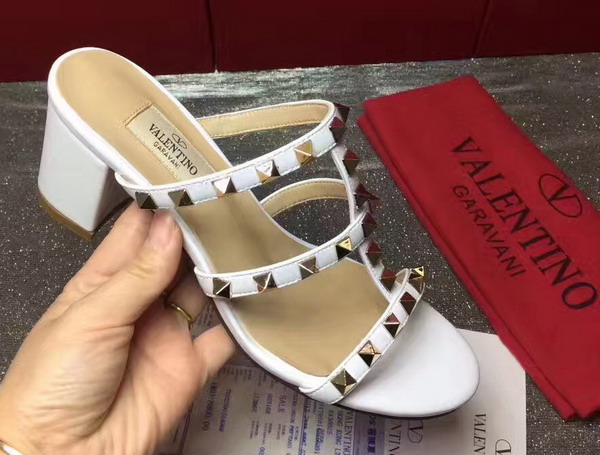 Valentino Garavani Rockstud Calfskin Sandal in White For Sale